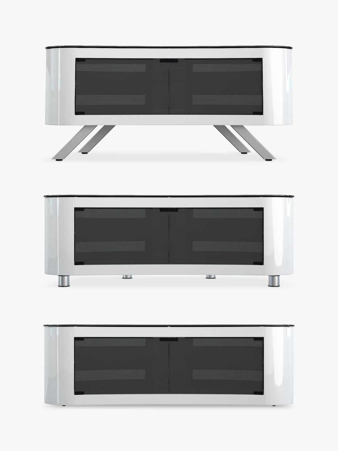 AVF Affinity Premium 1150 Bay Curved TV Stand For TVs Up To 55", Gloss White