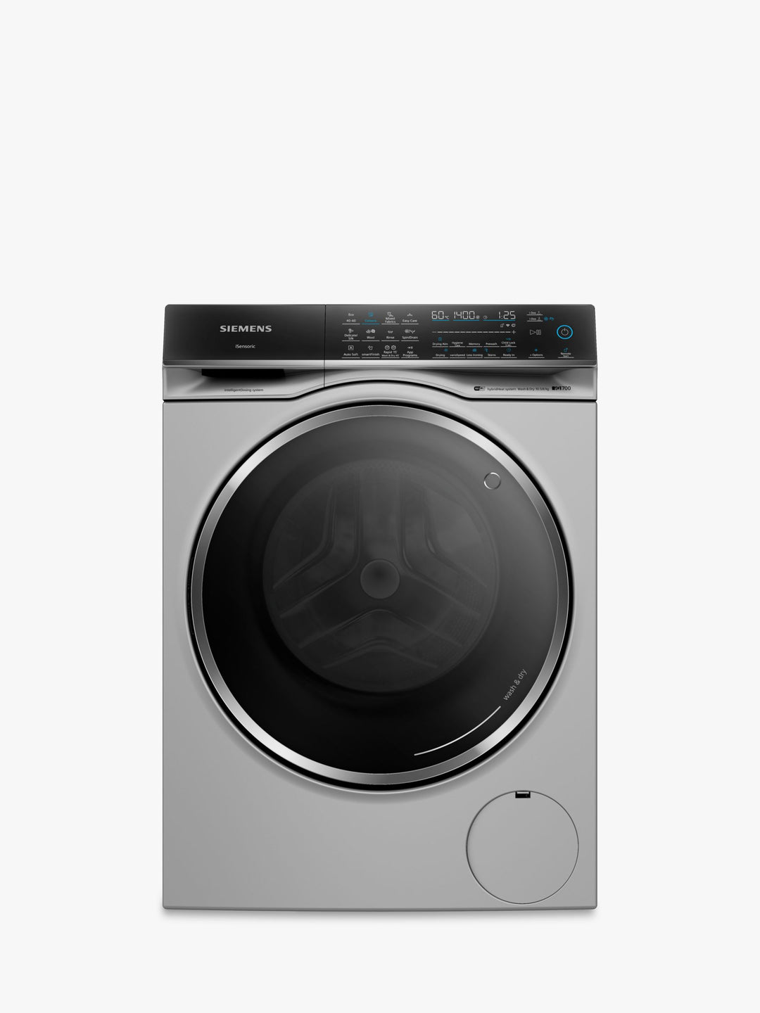 Siemens iQ700 WN54C2ATGB Freestanding Washer Dryer, 10.5kg/6kg Load, 1400rpm Spin, Silver