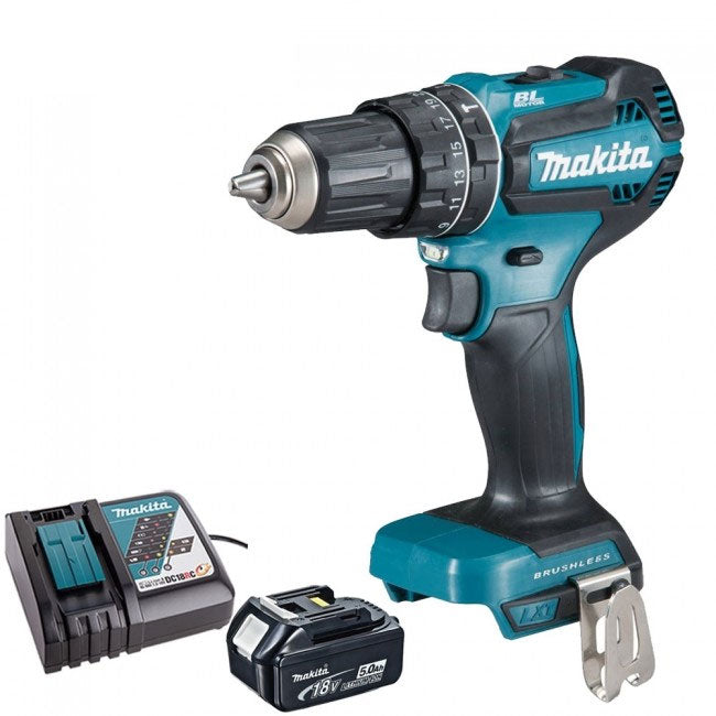 Makita DHP485Z 18V Brushless Combi Drill With 1 x 5.0Ah Battery &amp; Charger