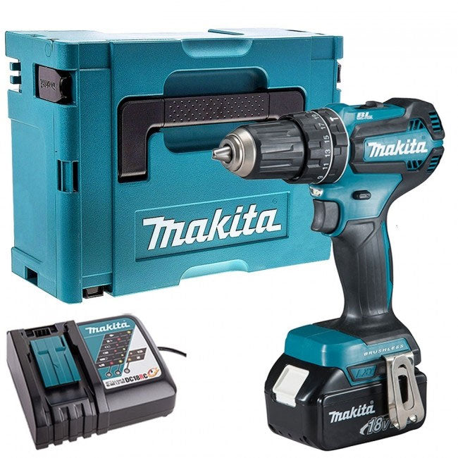 Makita DHP485Z 18V Brushless Combi Drill with 1 x 5.0Ah Battery &amp; Charger in Case