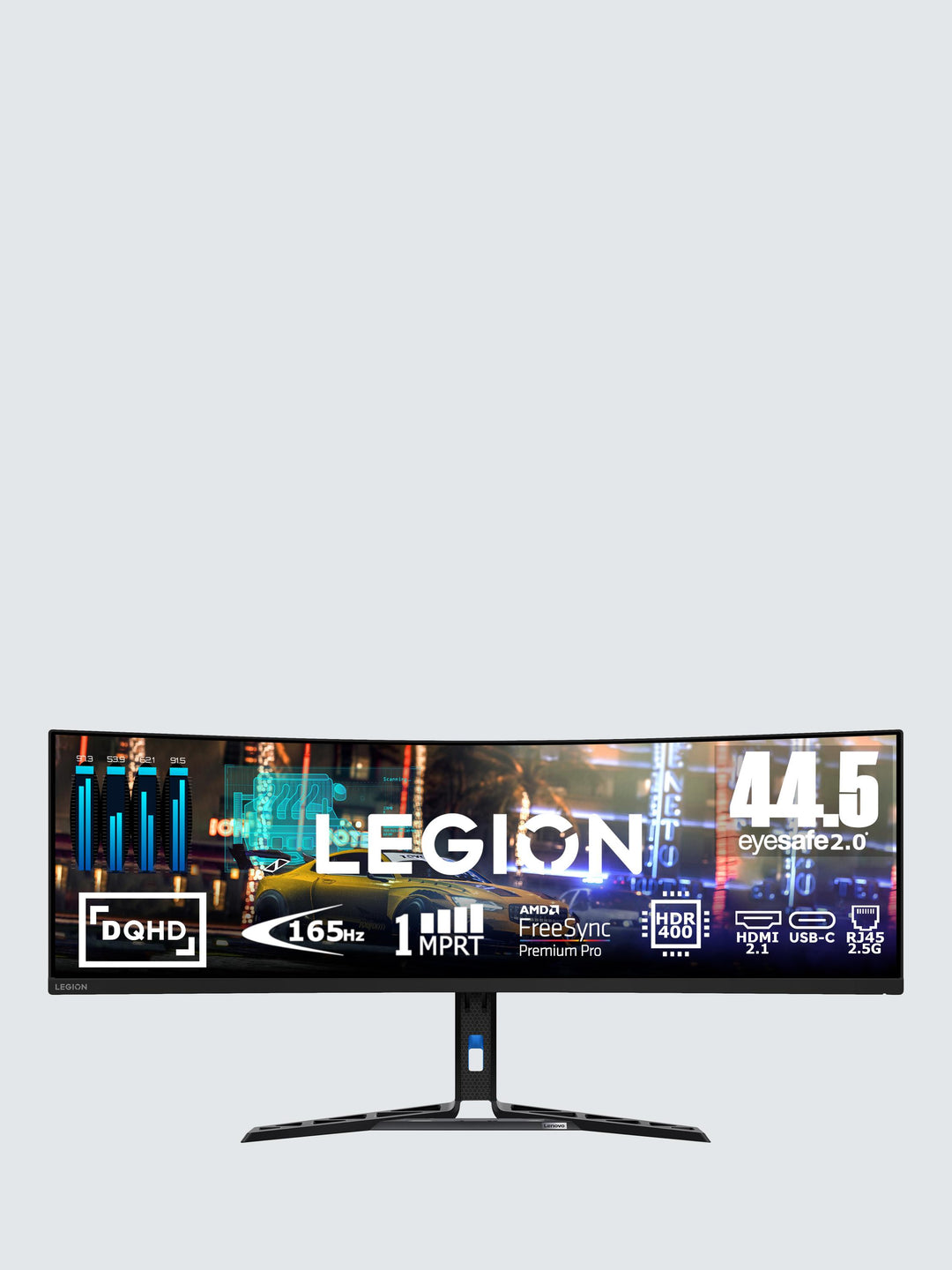 Lenovo Legion R45w-30 DQHD HDR Ultra-Wide Curved Pro Gaming Monitor, 44.5”, Silver