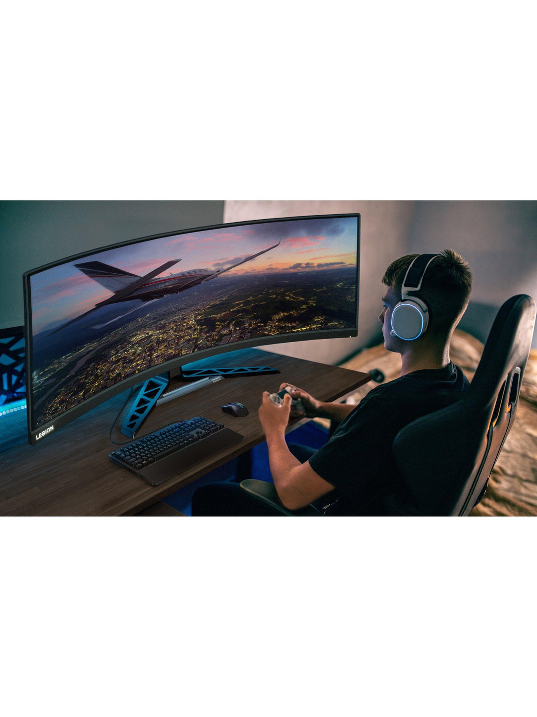 Lenovo Legion R45w-30 DQHD HDR Ultra-Wide Curved Pro Gaming Monitor, 44.5”, Silver