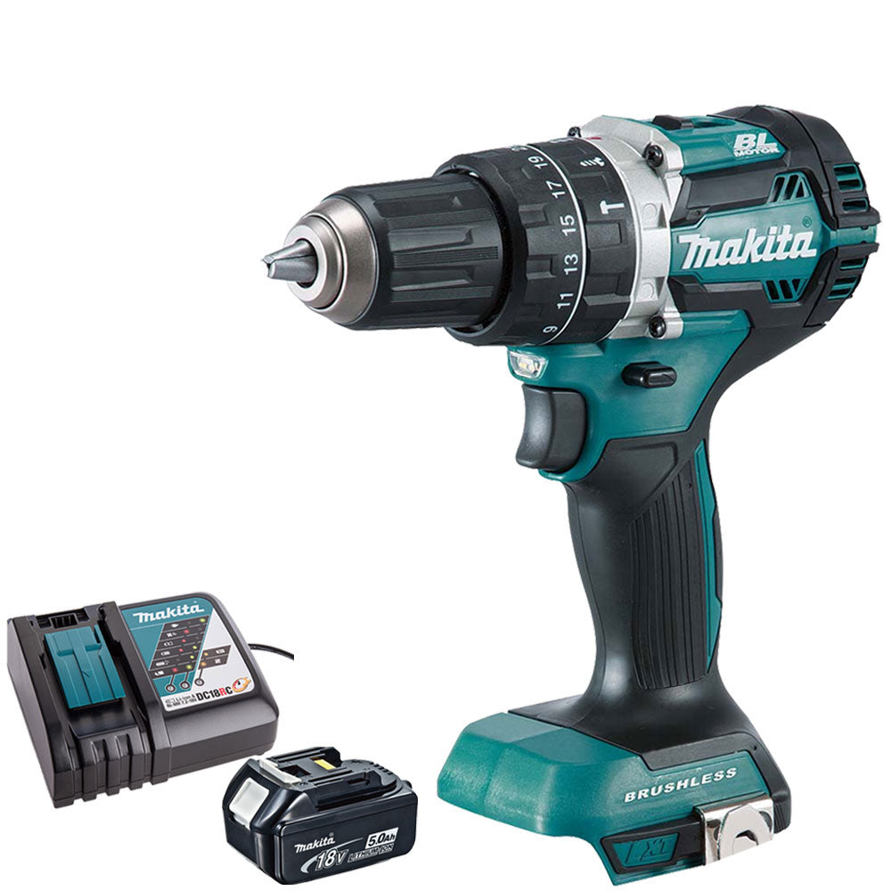 Makita DHP484Z 18V Brushless Combi Drill with 1 x 5.0Ah Battery &amp; Charger