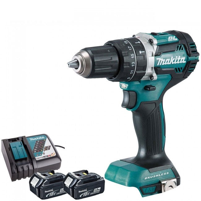 Makita DHP484Z 18V Brushless Combi Drill with 2 x 5.0Ah Batteries &amp; Charger