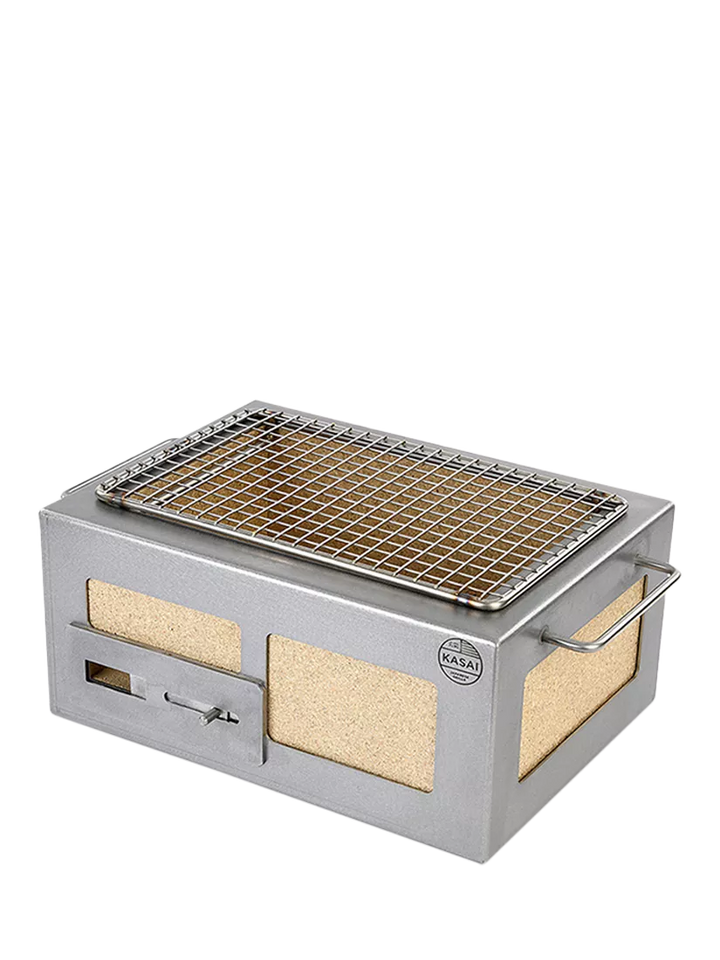 Kasai Nano Konro Grill Charcoal BBQ with Heat Mat, Robata & 6 Skewer Rack