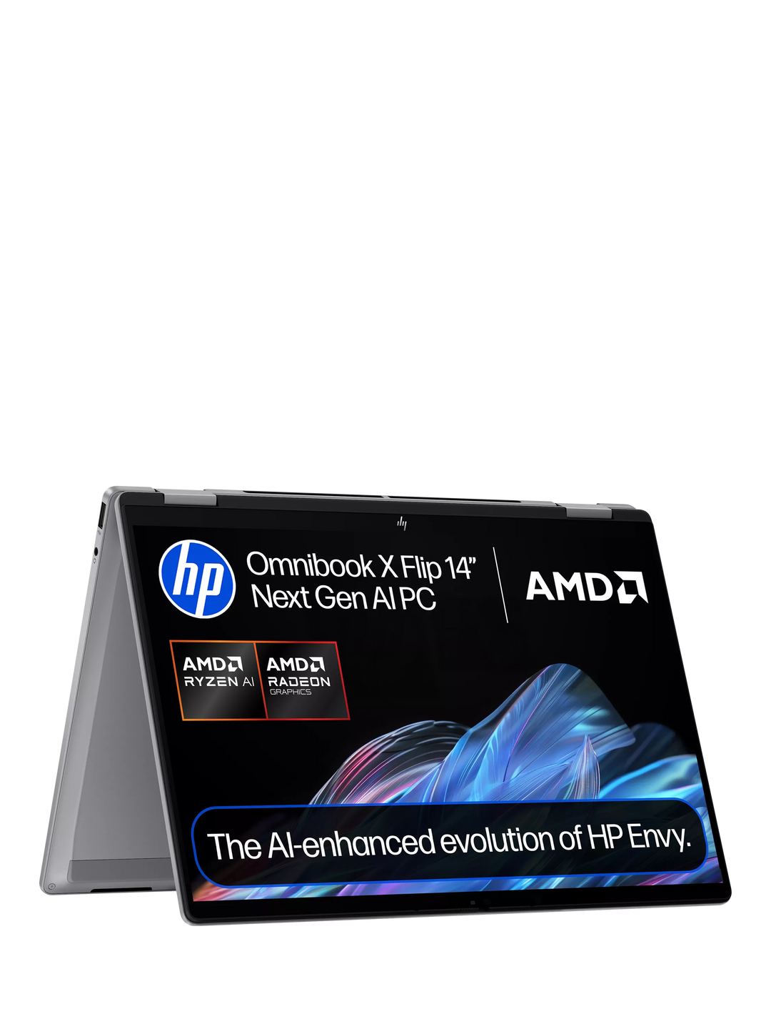 HP OmniBook X Flip 14 Convertible Laptop, AMD Ryzen AI 5 Processor, 16GB RAM, 512GB SSD, 14” 2K Touchscreen, Meteor Silver