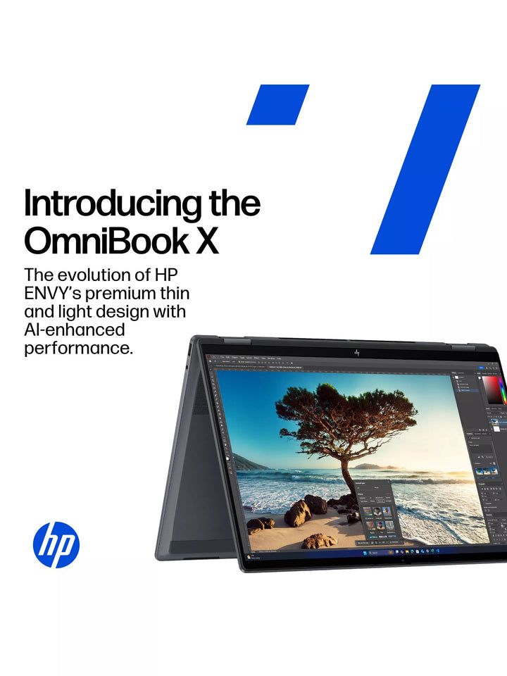 HP OmniBook X Flip 14 Convertible Laptop, AMD Ryzen AI 5 Processor, 16GB RAM, 512GB SSD, 14” 2K Touchscreen, Meteor Silver