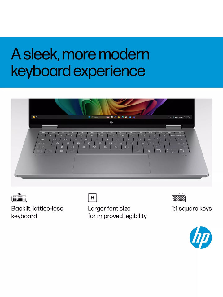 HP OmniBook X Flip 14 Convertible Laptop, AMD Ryzen AI 5 Processor, 16GB RAM, 512GB SSD, 14” 2K Touchscreen, Meteor Silver