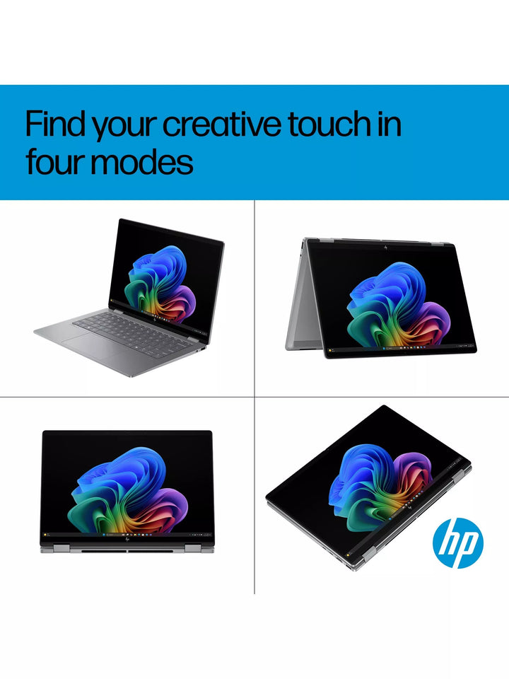 HP OmniBook X Flip 14 Convertible Laptop, AMD Ryzen AI 5 Processor, 16GB RAM, 512GB SSD, 14” 2K Touchscreen, Meteor Silver