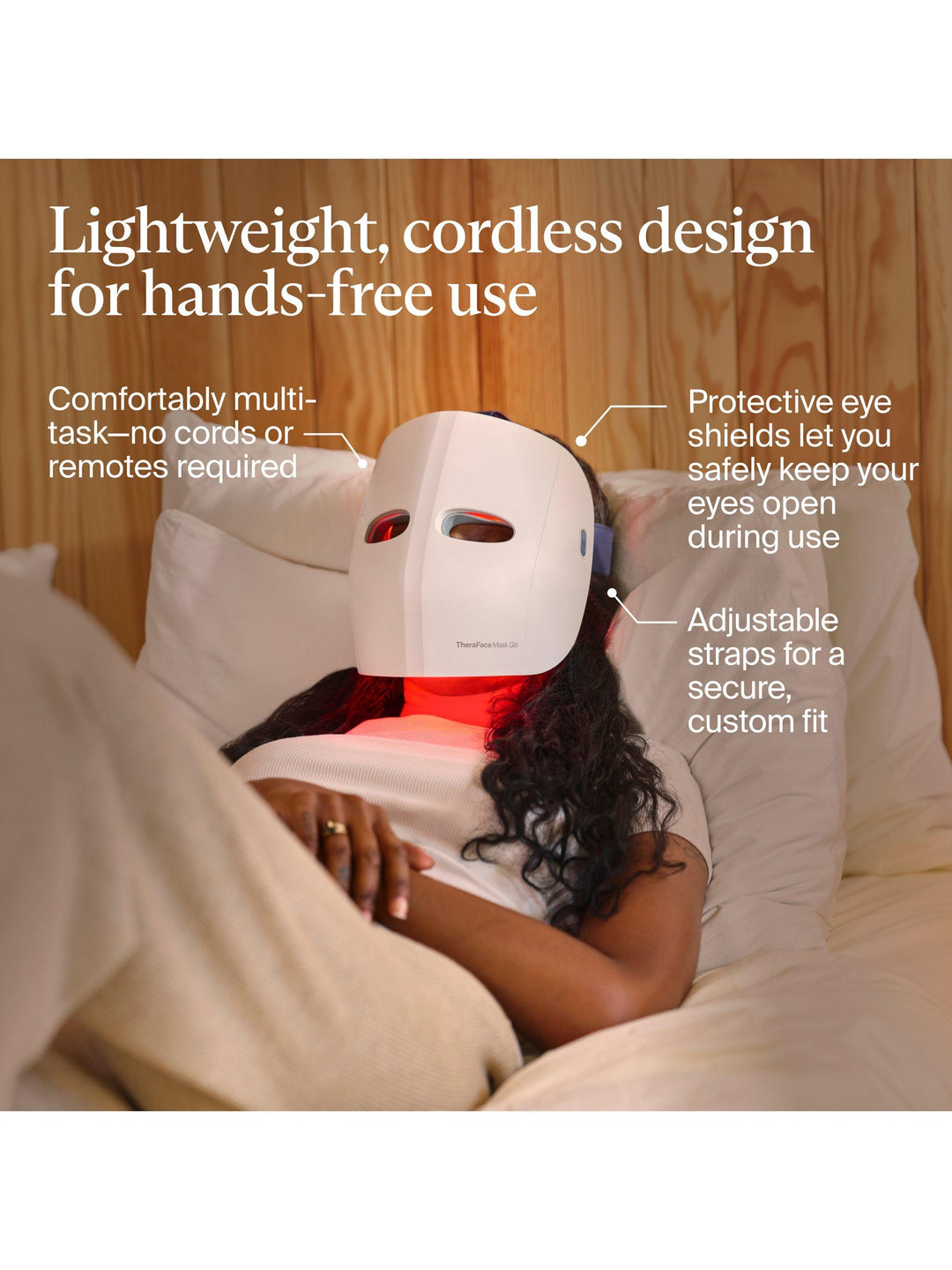Therabody TheraFace Mask Glo Cordless LED Skincare Mask with Relaxing Massage