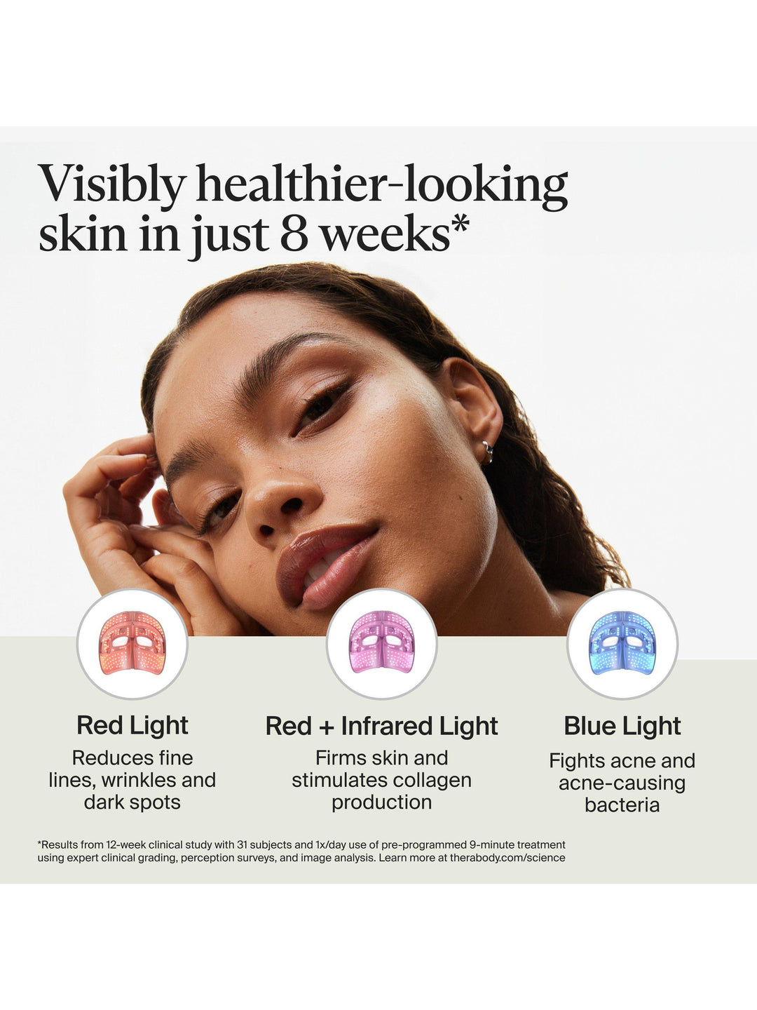 Therabody TheraFace Mask Glo Cordless LED Skincare Mask with Relaxing Massage