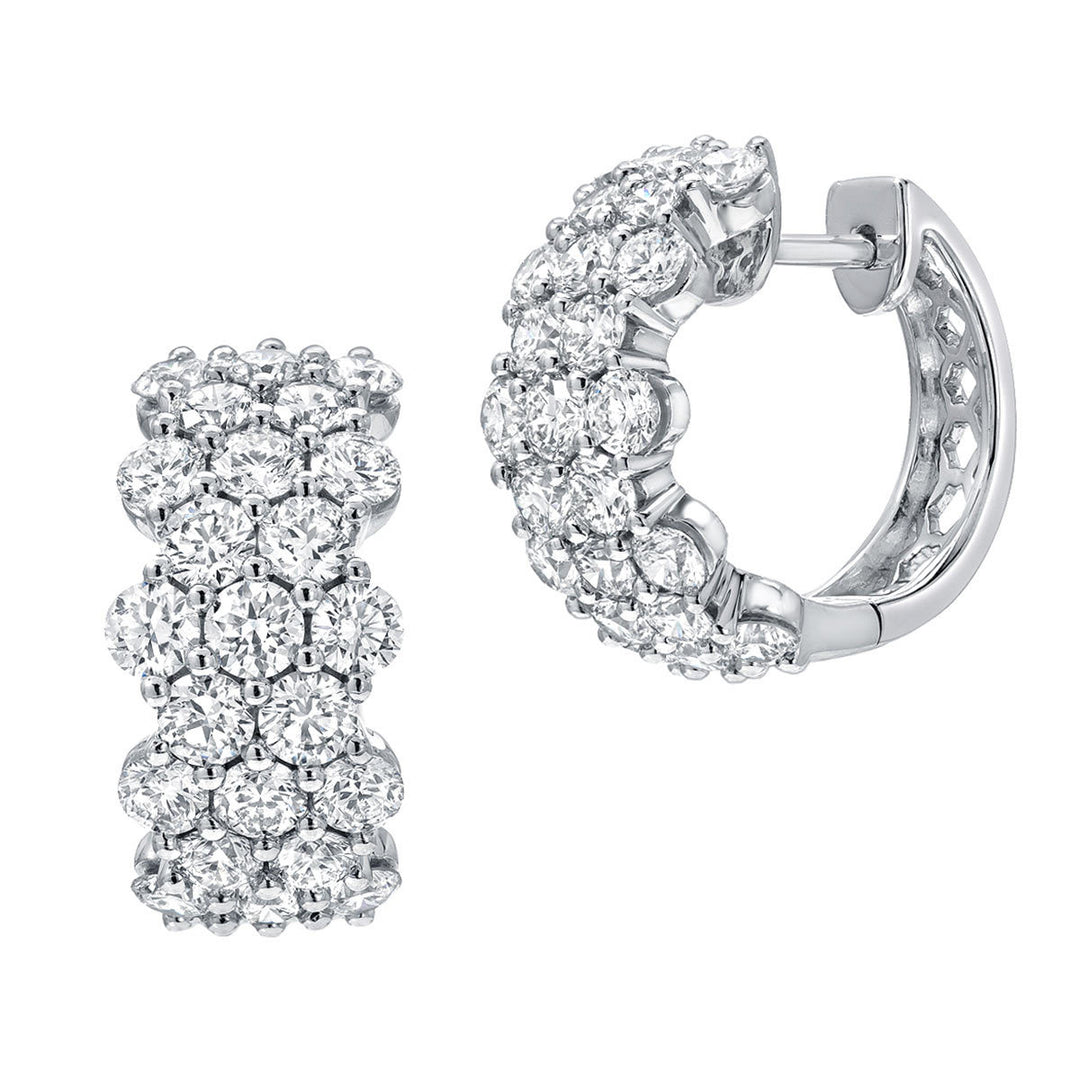 2.87ctw Round Brilliant Cut Diamond Hoop Earrings, 18ct White Gold