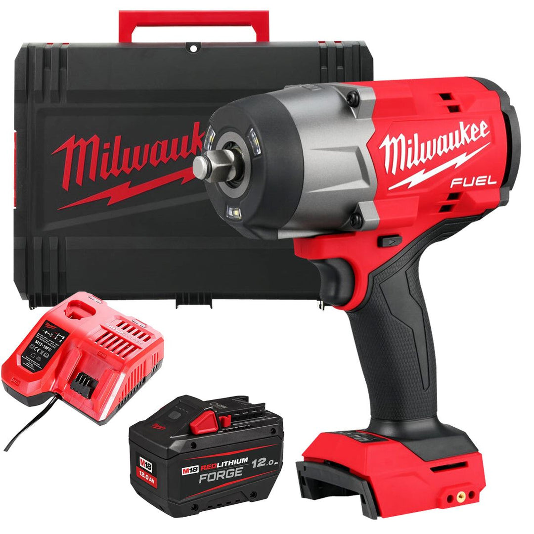 Milwaukee M18FHIW2F12-0X 18V FUEL Brushless 1/2" Impact Wrench with 1 x 12.0Ah Battery Charger &amp; Case