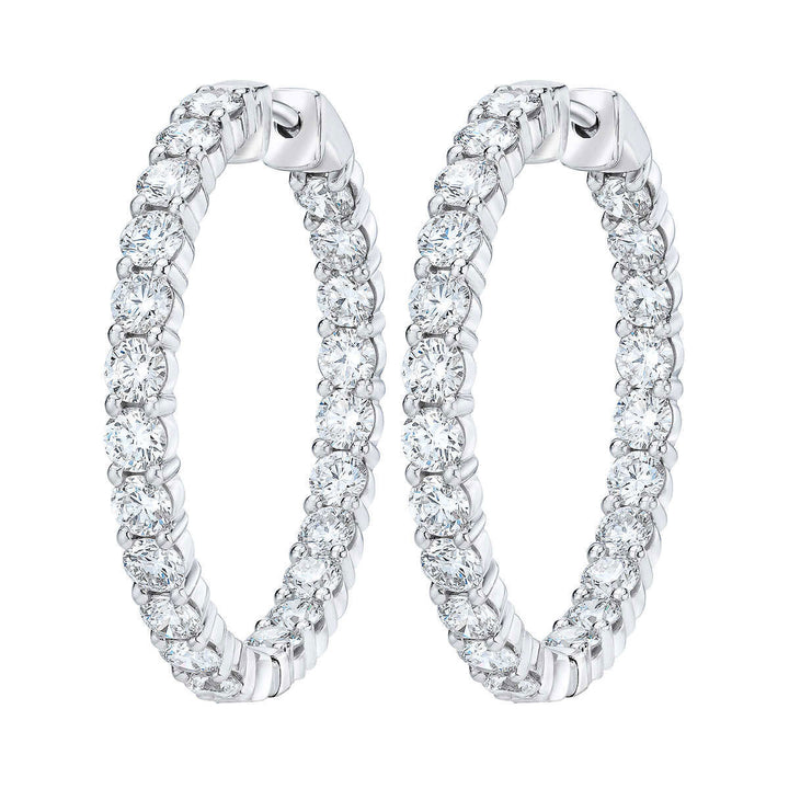 4.00ctw Round Brilliant Cut Diamond Inside Outside Hoop Earrings, 14ct White Gold