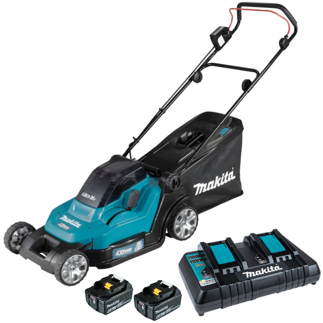 Makita DLM432PG2 36V Cordless Lawn Mower 430mm with 2 x 6.0Ah Batteries &amp; Charger