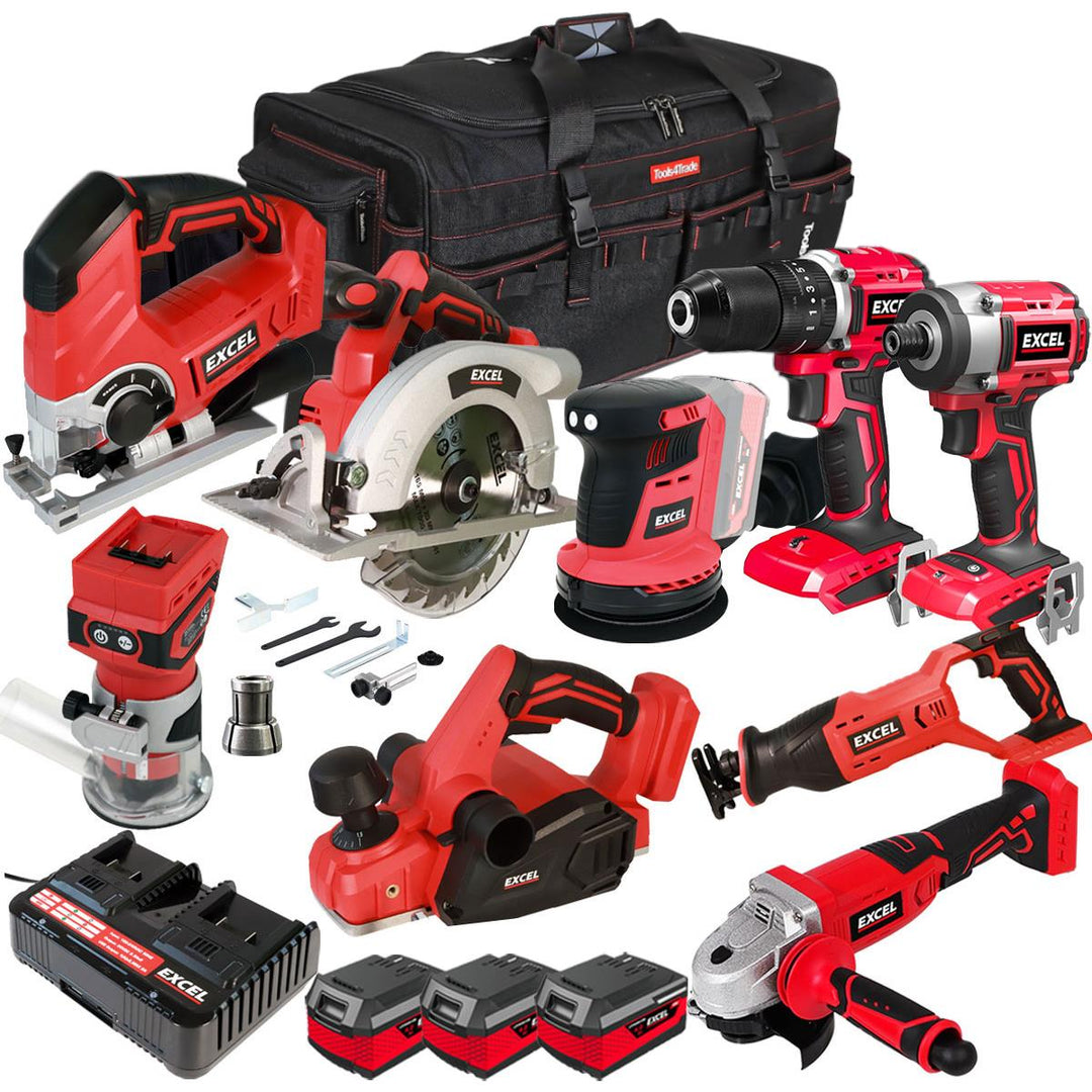 Excel 18V 9 Piece Combo Kit with 3 x 4.0Ah Batteries & Charger EXLKIT-16294