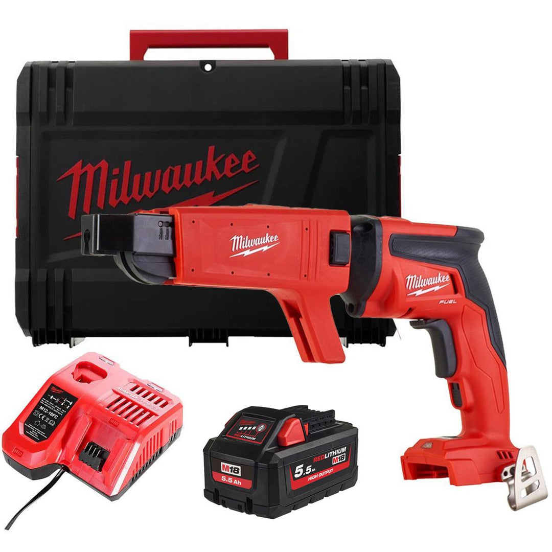Milwaukee M18FSGC-0X 18V Fuel Brushless Screw Gun with 1 x 5.5Ah Battery Charger & Case