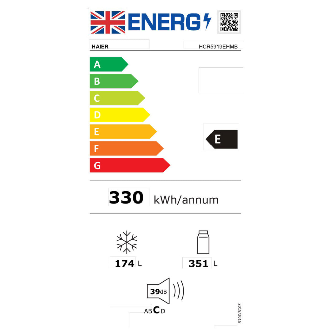 Haier Series 5 HCR5919EHMB, Multidoor Fridge Freezer, E Rated in Black