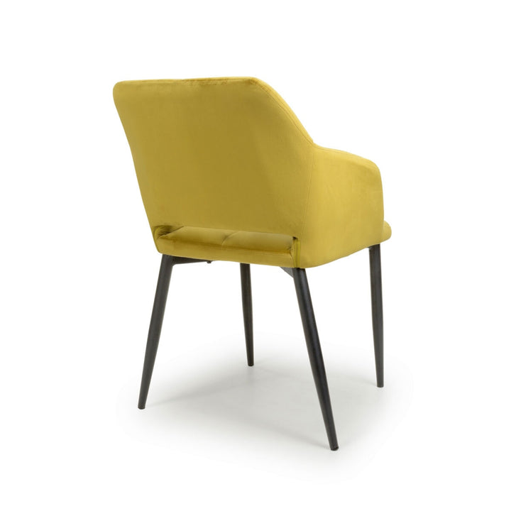 Nero Mustard Velvet Quilted Dining Chair, 2 Pack