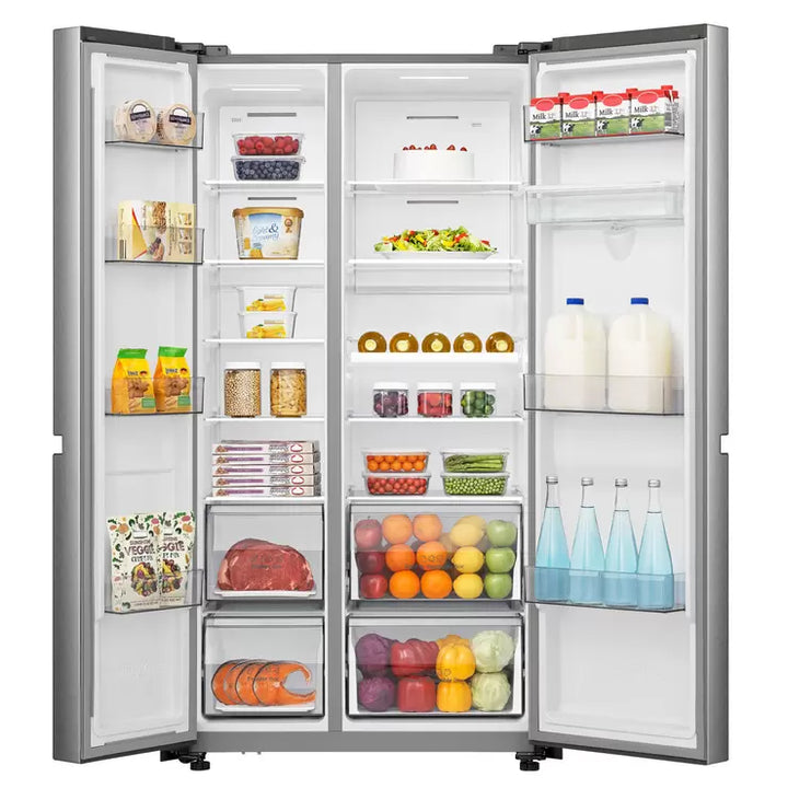 Hisense RS840N4WCE, Side by Side Fridge Freezer with Non Plumbed Water Dispenser, E Rated in Silver