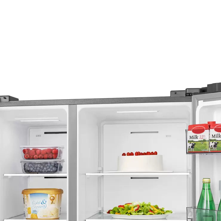 Hisense RS840N4WCE, Side by Side Fridge Freezer with Non Plumbed Water Dispenser, E Rated in Silver