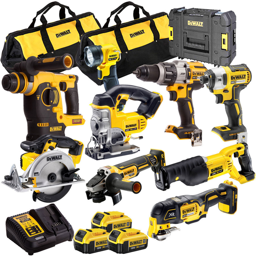 Dewalt 18V XR 9 Piece Power Tool Kit with 3 x 4.0Ah Battery & Charger T4TKIT-846