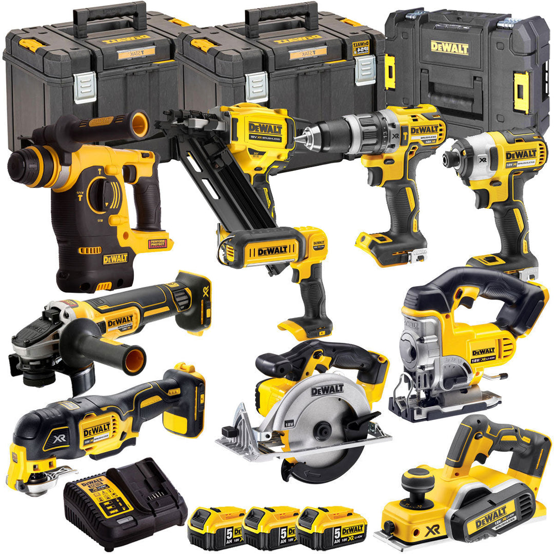 Dewalt 18V 10 Piece Power Tool Kit with 3 x 5.0Ah Batteries T4TKIT-881
