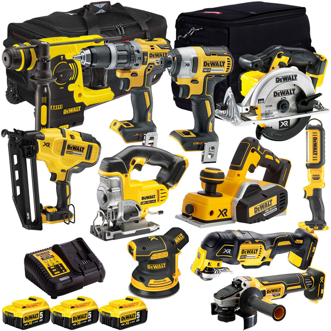 Dewalt 18V 11 Piece Power Tool Kit with 3 x 5.0Ah Battery & Charger T4TKIT-917