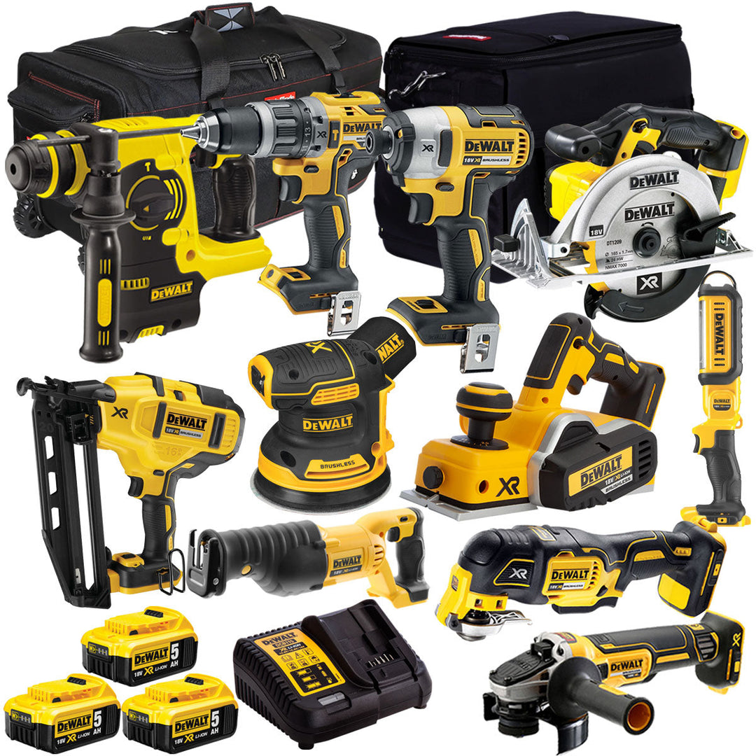Dewalt 18V 11 Piece Power Tool Kit with 3 x 5.0Ah Battery & Charger T4TKIT-919