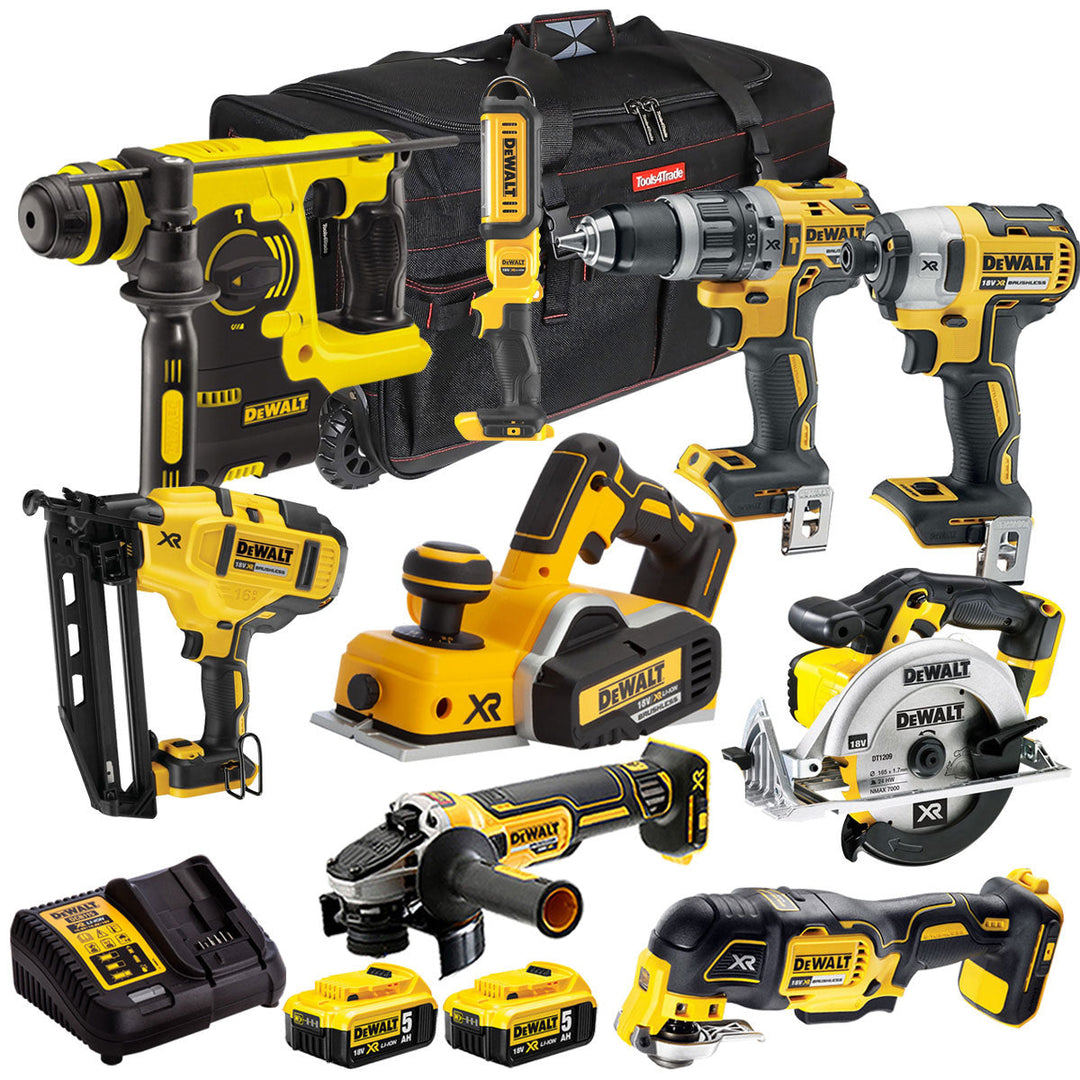 Dewalt 18V 9 Piece Power Tool Kit with 2 x 5.0Ah Battery & Charger T4TKIT-924
