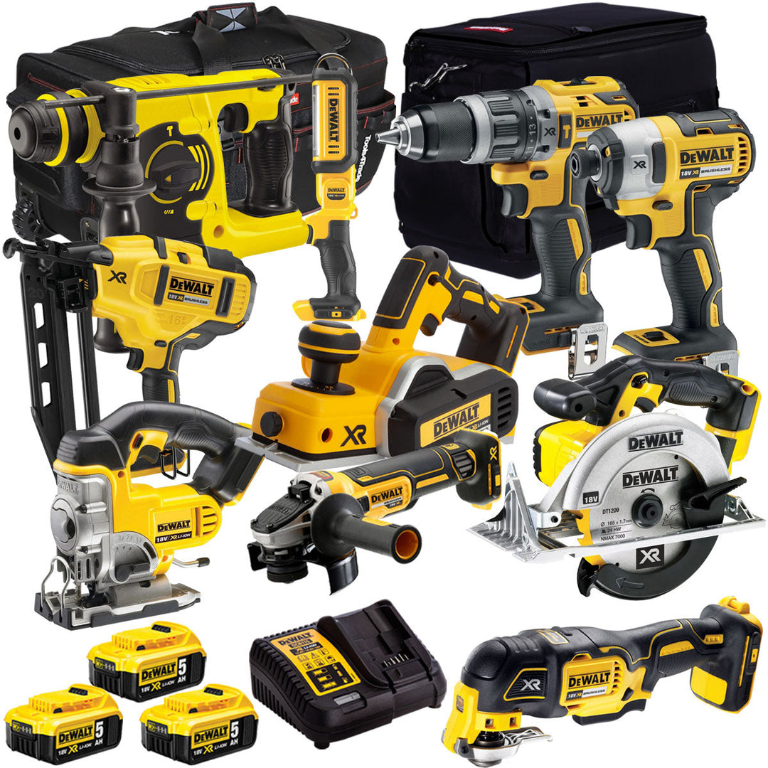 Dewalt 18V 10 Piece Power Tool Kit with 3 x 5.0Ah Battery & Charger T4TKIT-925