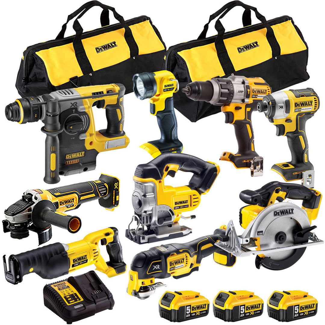 Dewalt 18V 9 Piece Power Tool Kit with 3 x 5.0Ah Batteries T4TKIT-838