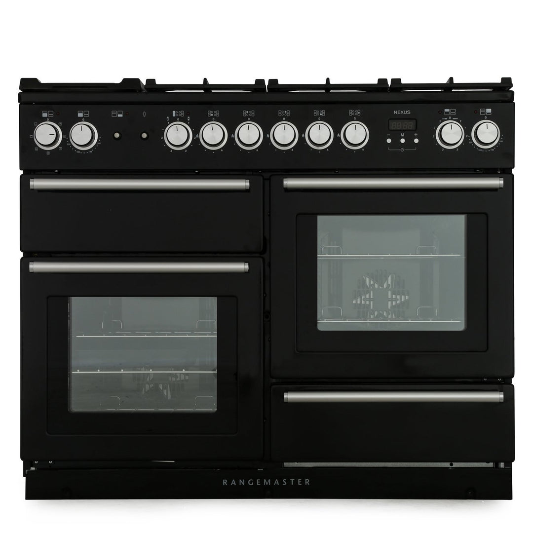 Rangemaster Nexus NEX110DFFCB/C 110cm wide Dual Fuel Range Cooker with Gas Hob - Charcoal Black