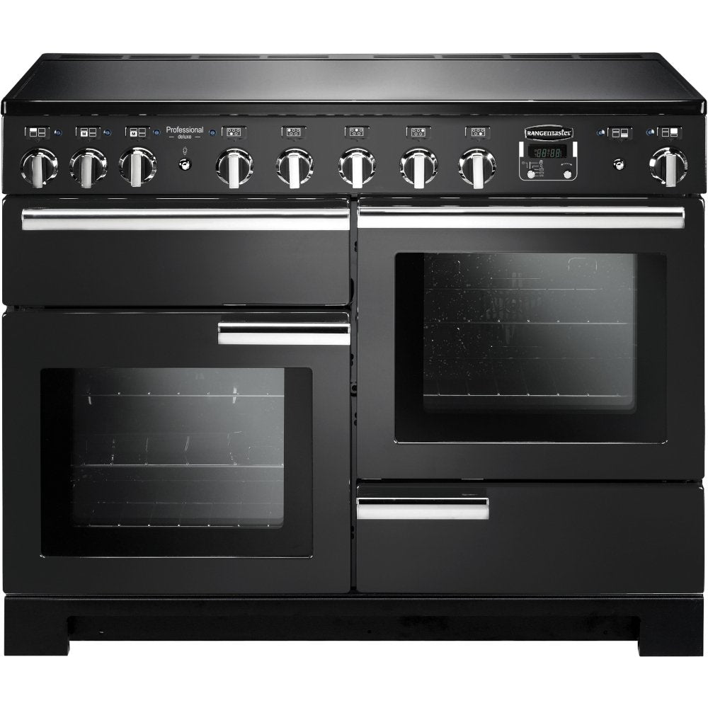 Rangemaster Professional Deluxe PDL110EICB/C 110cm wide Electric Range Cooker with Induction Hob - Charcoal Black
