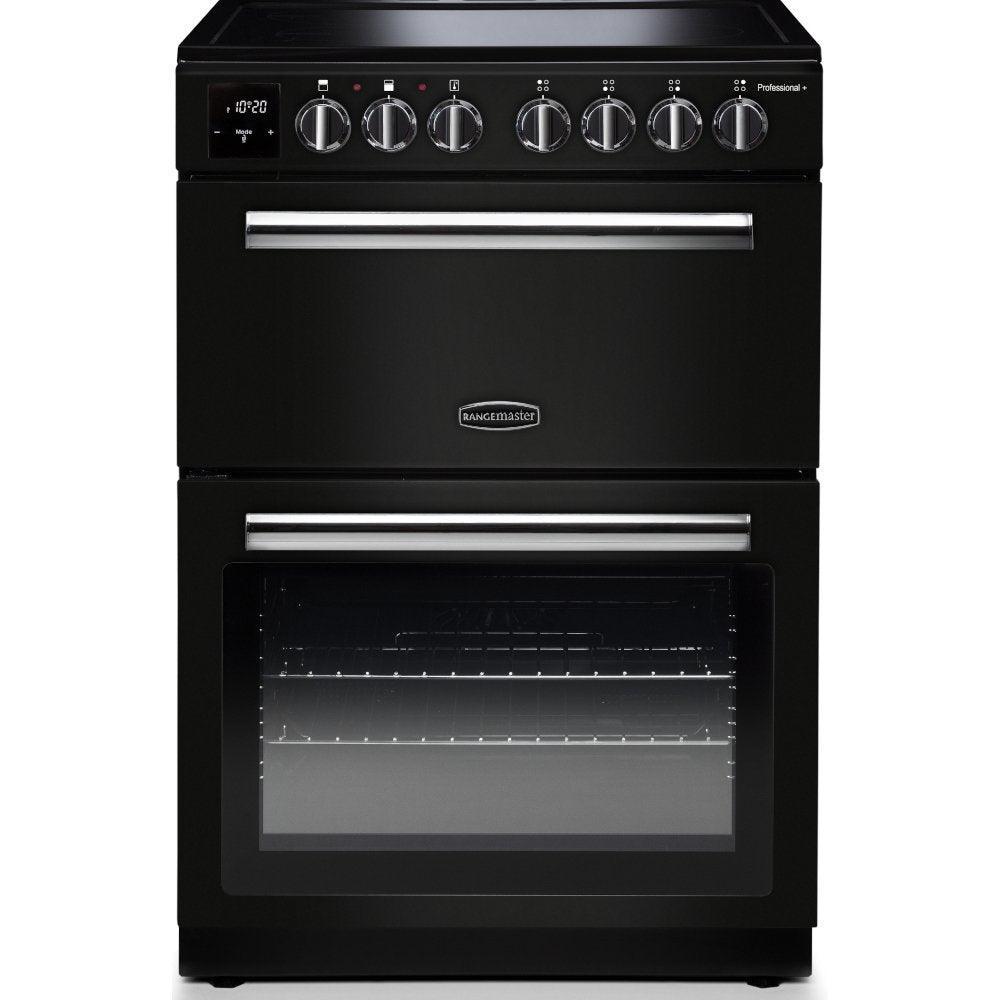 Rangemaster Professional Plus 60 PROPL60EIBL/C 60cm Wide Double Oven Electric Cooker with Induction Hob - Black / Chrome