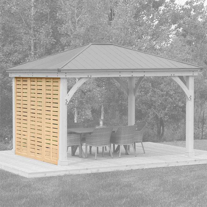 Yardistry Meridian Gazebo Privacy Wall 12ft (3.7m) with Natural Stain One Side 12ft Privacy Wall