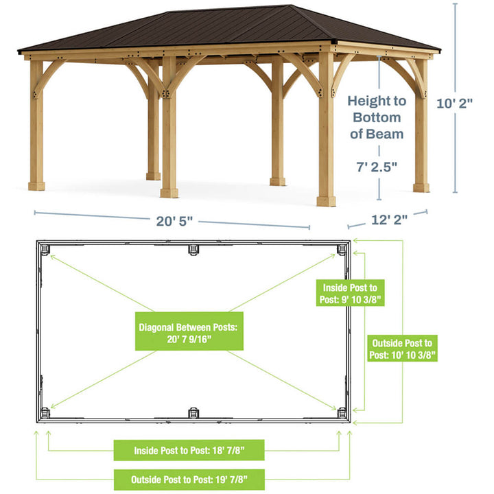 Meridian Gazebo 12ft x 20ft (3.7 x 6.2m) with Single Wall