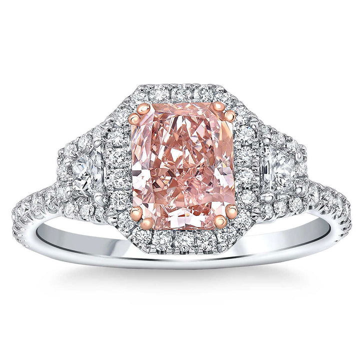 2.24ctw Radiant Cut Pink Diamond Halo Ring, Platinum