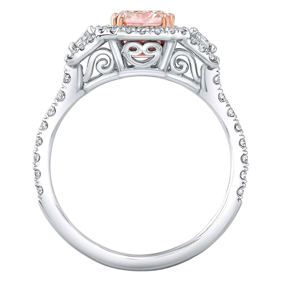 2.24ctw Radiant Cut Pink Diamond Halo Ring, Platinum