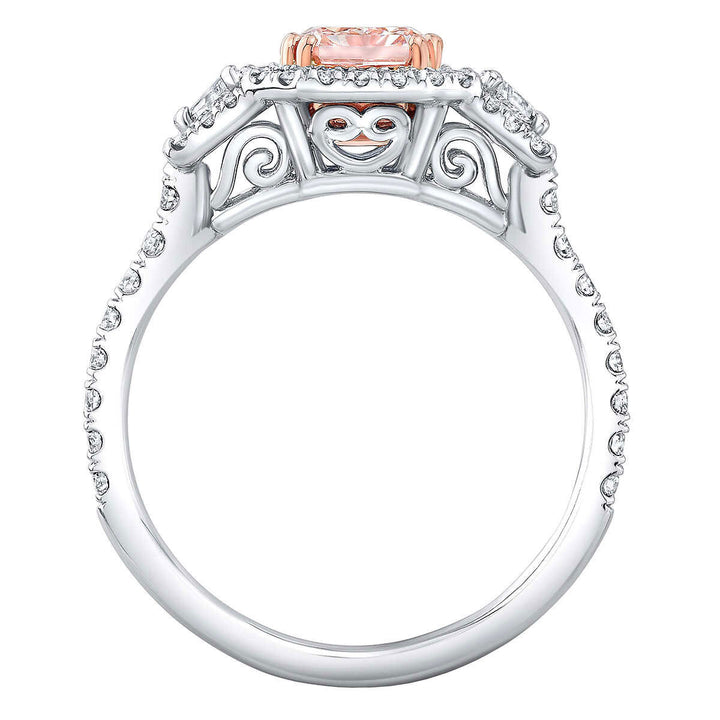 2.24ctw Radiant Cut Pink Diamond Halo Ring, Platinum