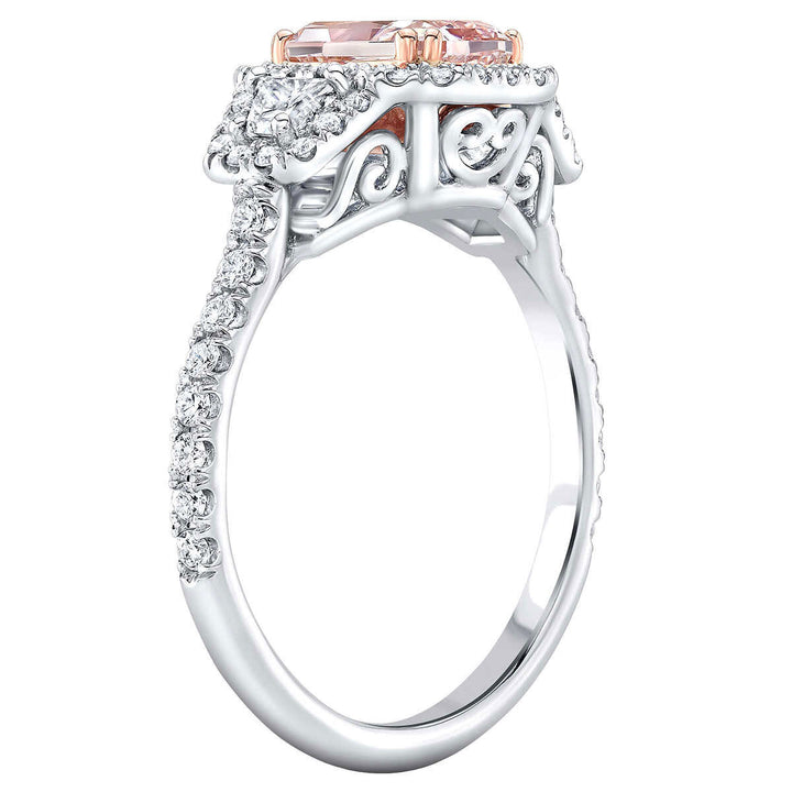 2.24ctw Radiant Cut Pink Diamond Halo Ring, Platinum