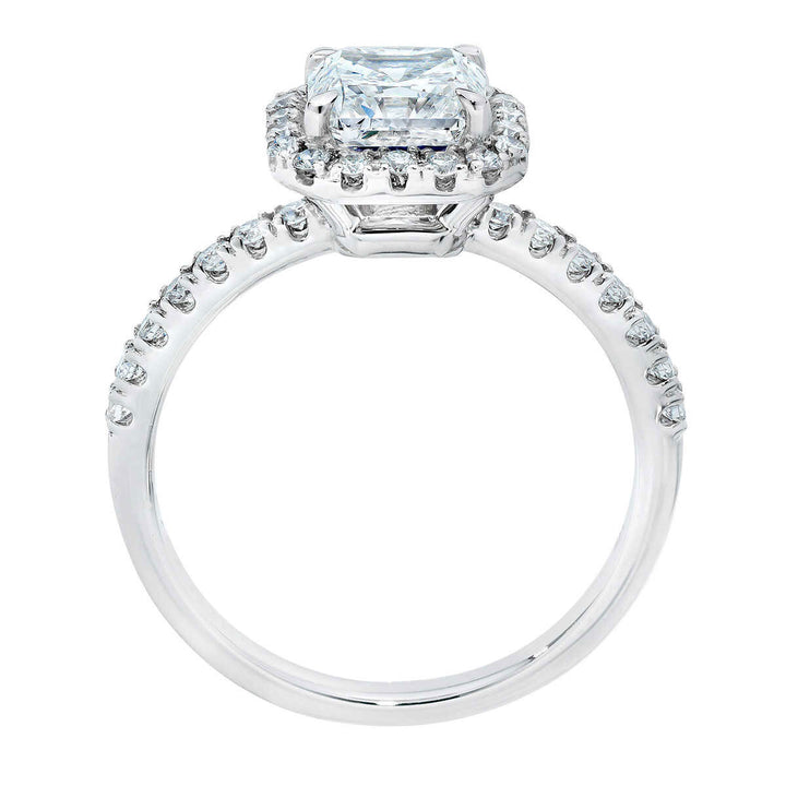 3.49ctw Radiant Cut Diamond Halo Ring, Platinum