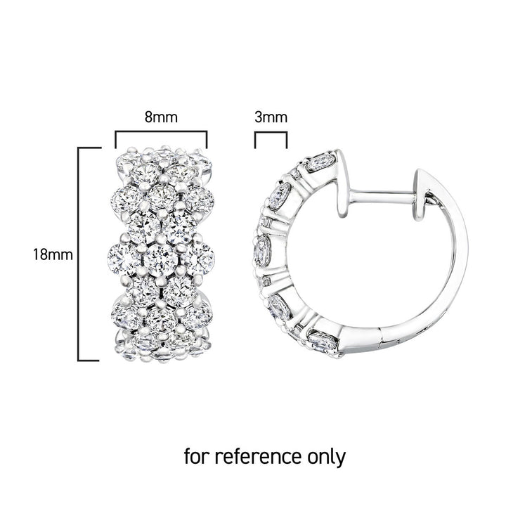 2.87ctw Round Brilliant Cut Diamond Hoop Earrings, 18ct White Gold