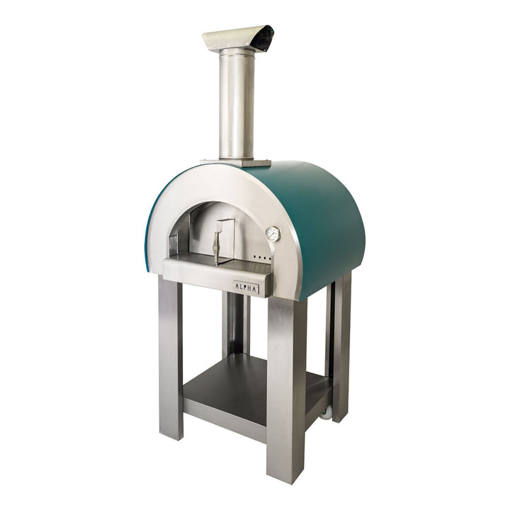 Alpha Pro Piccolo Wood-Fired Pizza Oven Bundle in Teal Blue + Cover