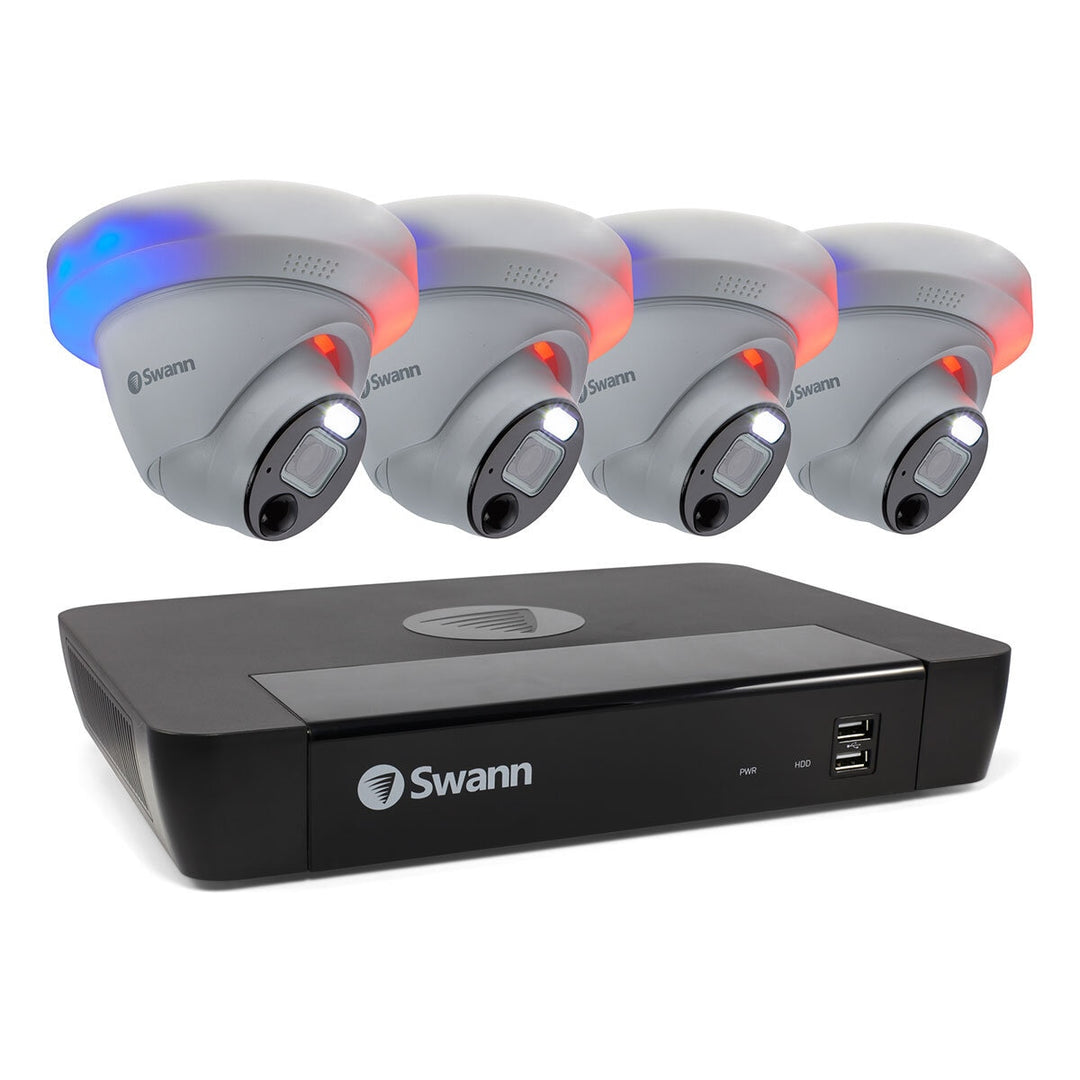 Swann 8 Channel 2TB NVR Recorder with 4 x Enforcer™ 4K Ultra HD Dome Cameras, SWNVR-88780H-EU & SWNHD-900DE-EU