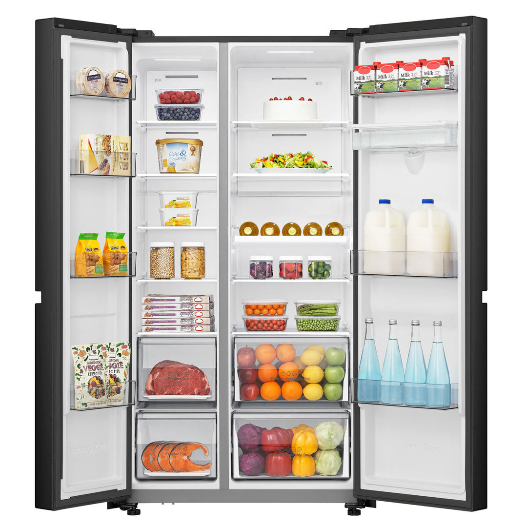 Hisense RS840N4WFE, Side by Side Fridge Freezer with Non Plumbed Water Dispenser, E Rated in Black