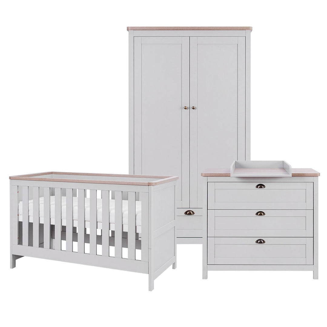 Tutti Bambini Verona 4 Piece Nursery Furniture Set, Grey & Oak Finish