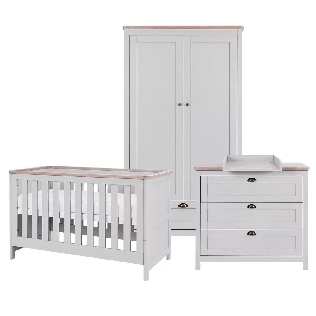 Tutti Bambini Verona 4 Piece Nursery Furniture Set, Grey &amp; Oak