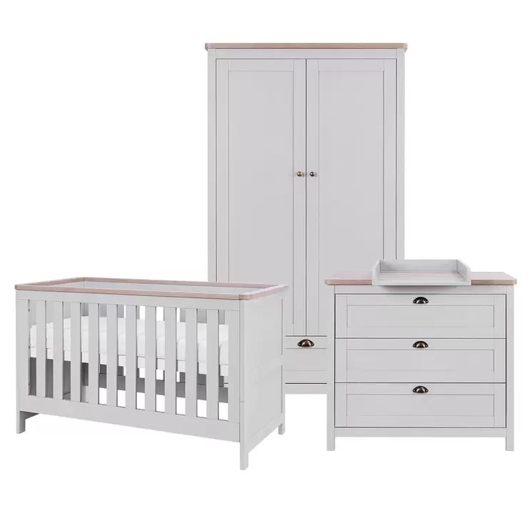 Tutti Bambini Verona 4 Piece Nursery Furniture Set, Grey &amp; Oak
