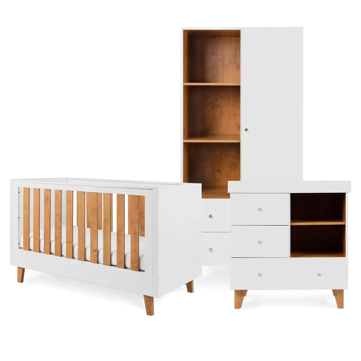 Tutti Bambini Como 4 Piece Nursery Furniture Set, White and Rosewood Finish